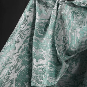 Wavy Jacquard Fabric, Luxury Green White Plain Fabric, Polyester Fabric ...