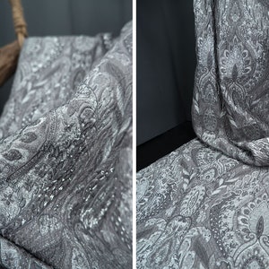 Embossed Jacquard Fabric, Luxury Grey Fabric, 100% Polyester Fabric, 55&#39;&#39; Width, European Blend Fabric, Designer Fabric, By The Yard, E7