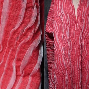 Wool Blend Fabric- Milky White Stripe Fabric- Jacquard Fabric- Soft Texture Fabric- Chemise fabric- Prom Dress- Lady Fabric- by yard- D112-2 Red