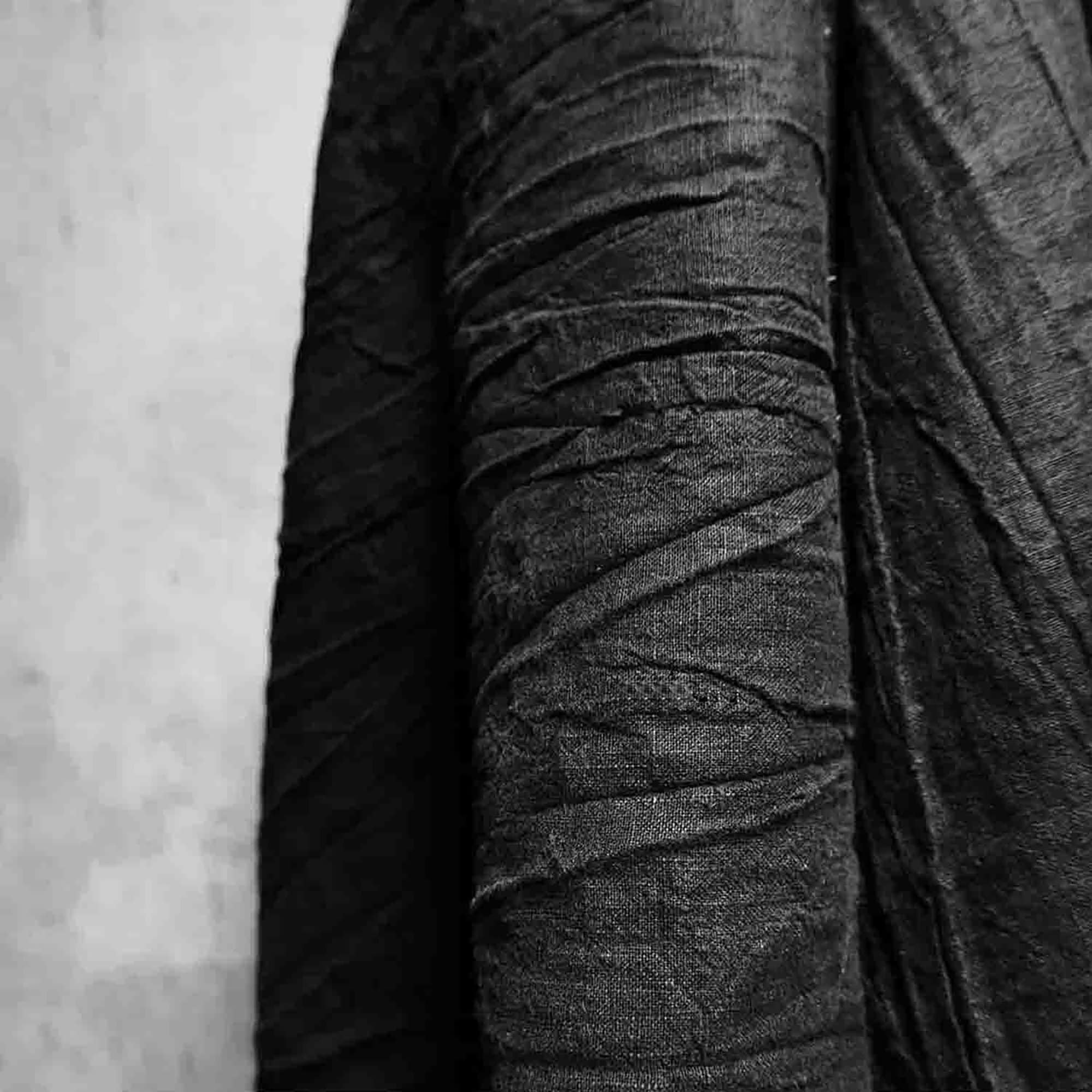 Black Cotton Linen Fabric Dark Gray Thick Fold Fabric Etsy