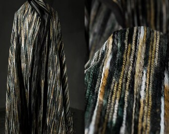 Bark Green Fabric, Knitted Fabric, Colored Fabric, Thick Stripe Fabric, Woven Fabric, Dimensional Fabric, Texture Fabric, By Meter, D656