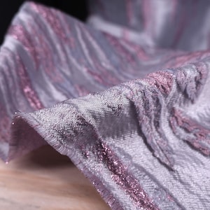 Feather acquard Fabric, Luxury Pink Fabric, Polyester Fabric, Blended Fabric, Glitter Fabric, Designer Fabric, By The Yard, E12