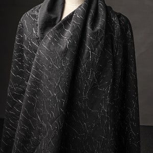 Bump Crack Texture Fabric, Black Pleated Fabric, Textured Fabric, Abstract Art Fabric, Dress Fabric, Designer Fabric, By The Yard, D219