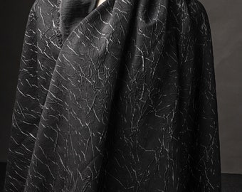 Bump Crack Texture Fabric, Black Pleated Fabric, Textured Fabric, Abstract Art Fabric, Dress Fabric, Designer Fabric, By The Yard, D219