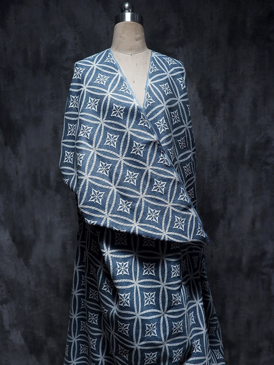 Chromatic Geometry On Blue Cotton Fabric For Dress Tissu Coton Au Mètre  Telas Por Metro Sewing 원단 Tecido Ткань Satin Cloth Diy