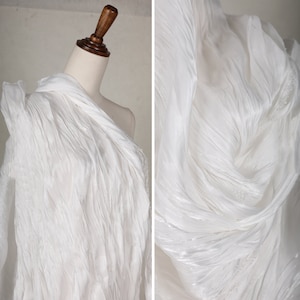 White Fabric, Texture Fabric, Pleated Fabric, Water Wrinkle Fabric, Fold fabric, Designer Fabric, Evening Dress Fabric, by the meter, D532