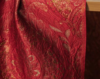 Classic Paisley Pattern, Red Fabric, Embossed Fabric, Jacquard Fabric, Dimensional Fabric, Textured Fabric, Designer Fabric, D580-4