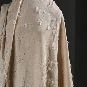 Hemp Colored Ragged Fabric, Frayed Edges Textured Fabric, Cotton and ...
