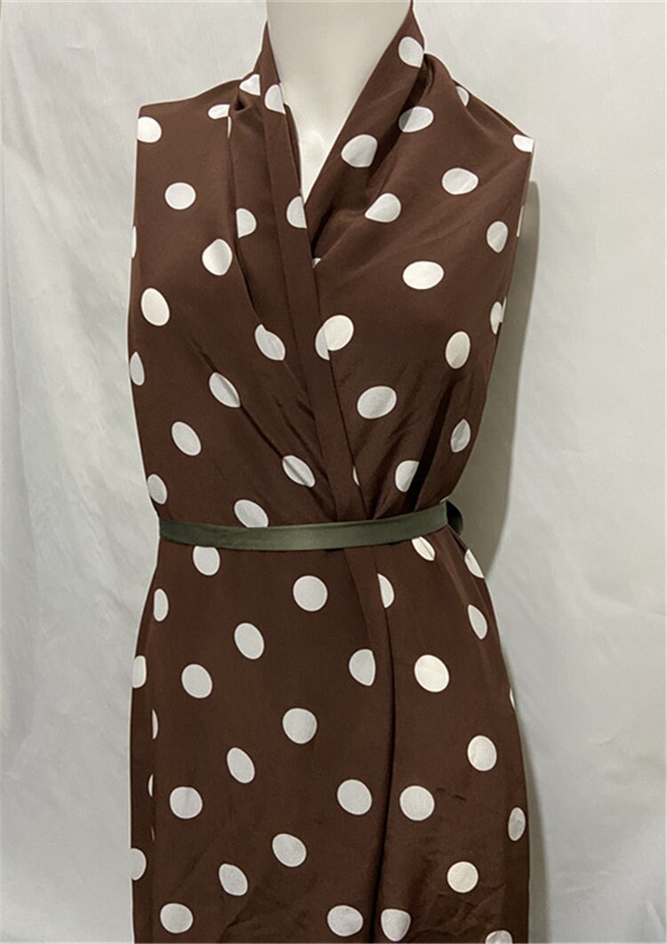 light brown dress outfit Donna Karan Women's Dot Print Halter Midi Dress - Brown main image 0