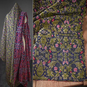 Navy Blue Jacquard Fabric, Leaf Floral Fabric, Court Fabric, Three-Dimensional fabric, Designer Fabric, Apparel Fabric, By The Meter, D300