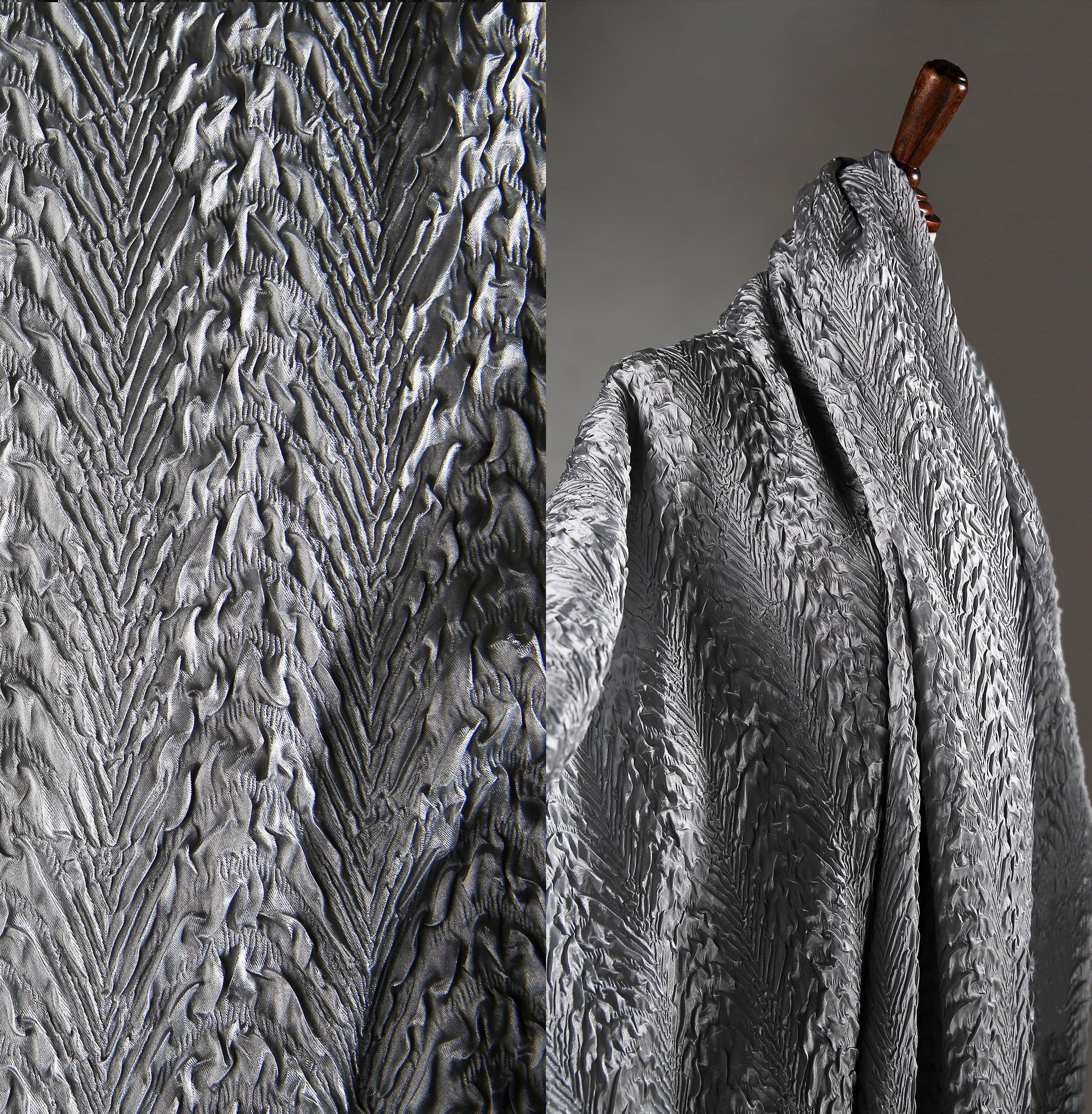 Dragon Scale Fabric- 3D Grey Pleated fabric- Texture Fabric- Concave and Convex Reconstituted Fabric- designer fabric- by the meter- D572