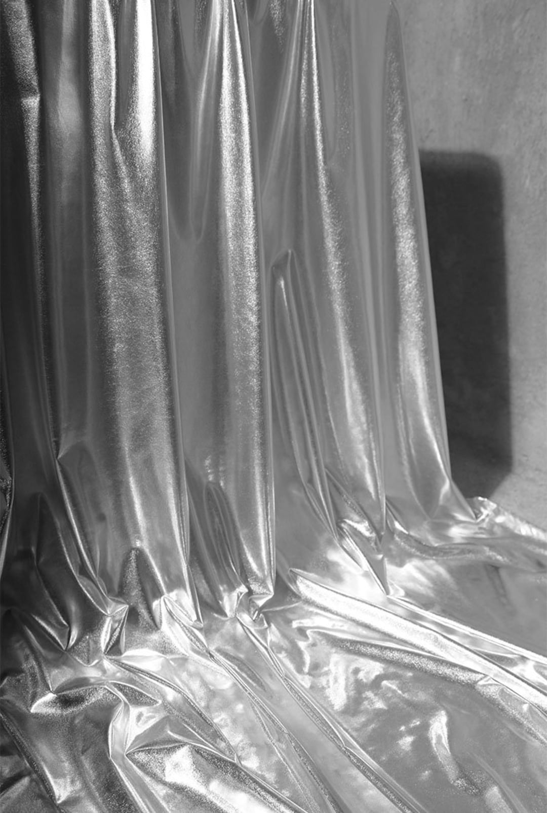 Silver Chrome Reflective Mirror Soft Metal Knit Fabric Stretch Fabric