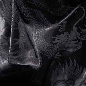 Black dragon print fabrics, Jacquard fabric, Designer retro stain fabric, Dust coat fabric, Creative dress shirt fabrics, by the meter, D109