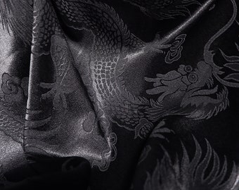 Black dragon print fabrics, Jacquard fabric, Designer retro stain fabric, Dust coat fabric, Creative dress shirt fabrics, by the meter, D109