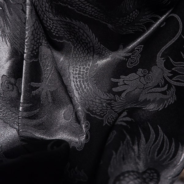 Black dragon print fabrics, Jacquard fabric, Designer retro stain fabric, Dust coat fabric, Creative dress shirt fabrics, by the meter, D109