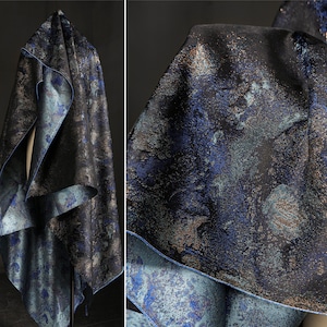 Dark Blue Cloud Brocade Fabric, Gilt Reflective Jacquard Fabric, Embossed Fabric, Mottled fabric, Striped Scar Fabric,by yard,D196