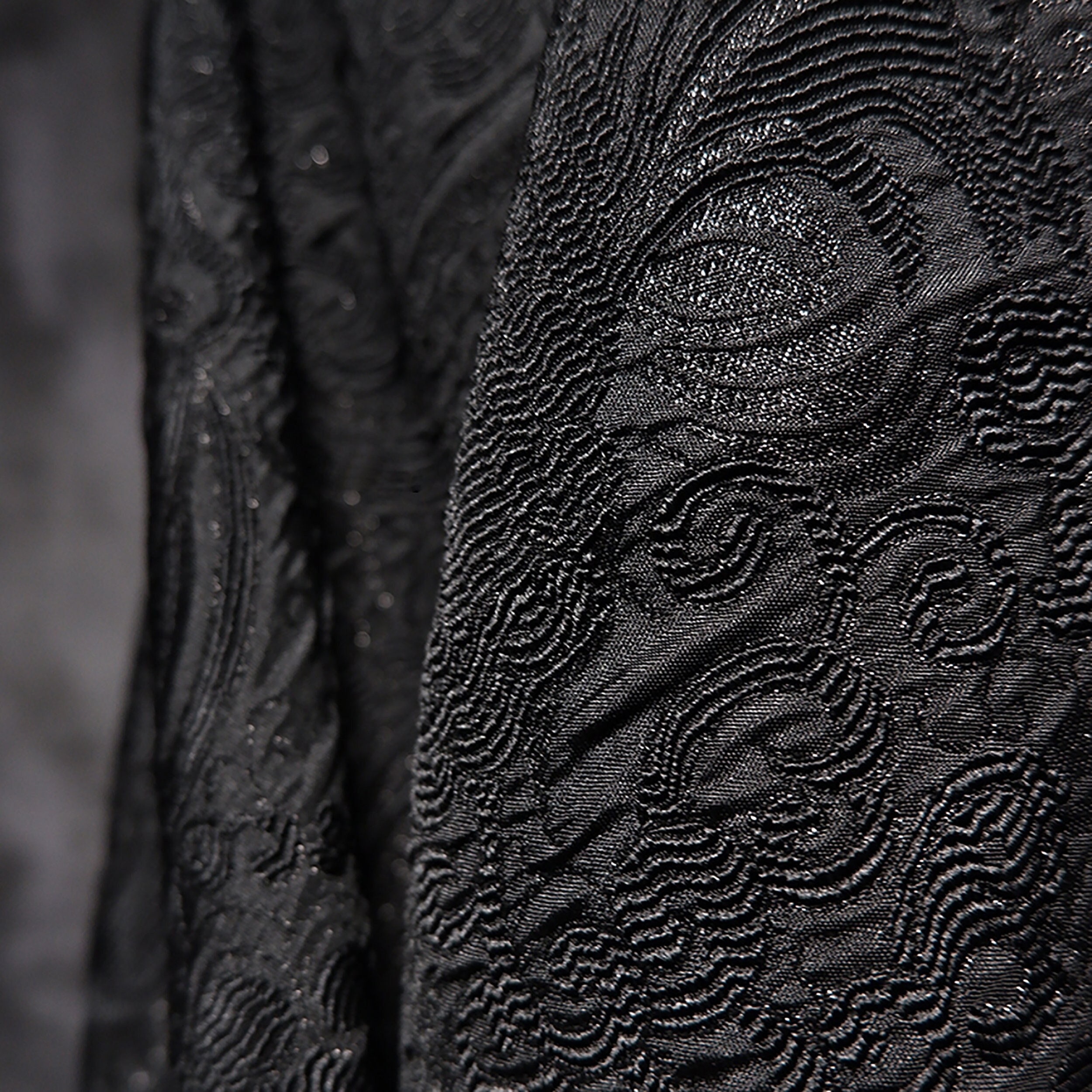Embroidered Trim Abstract Jacquard Robe Jacket - Luxury Black