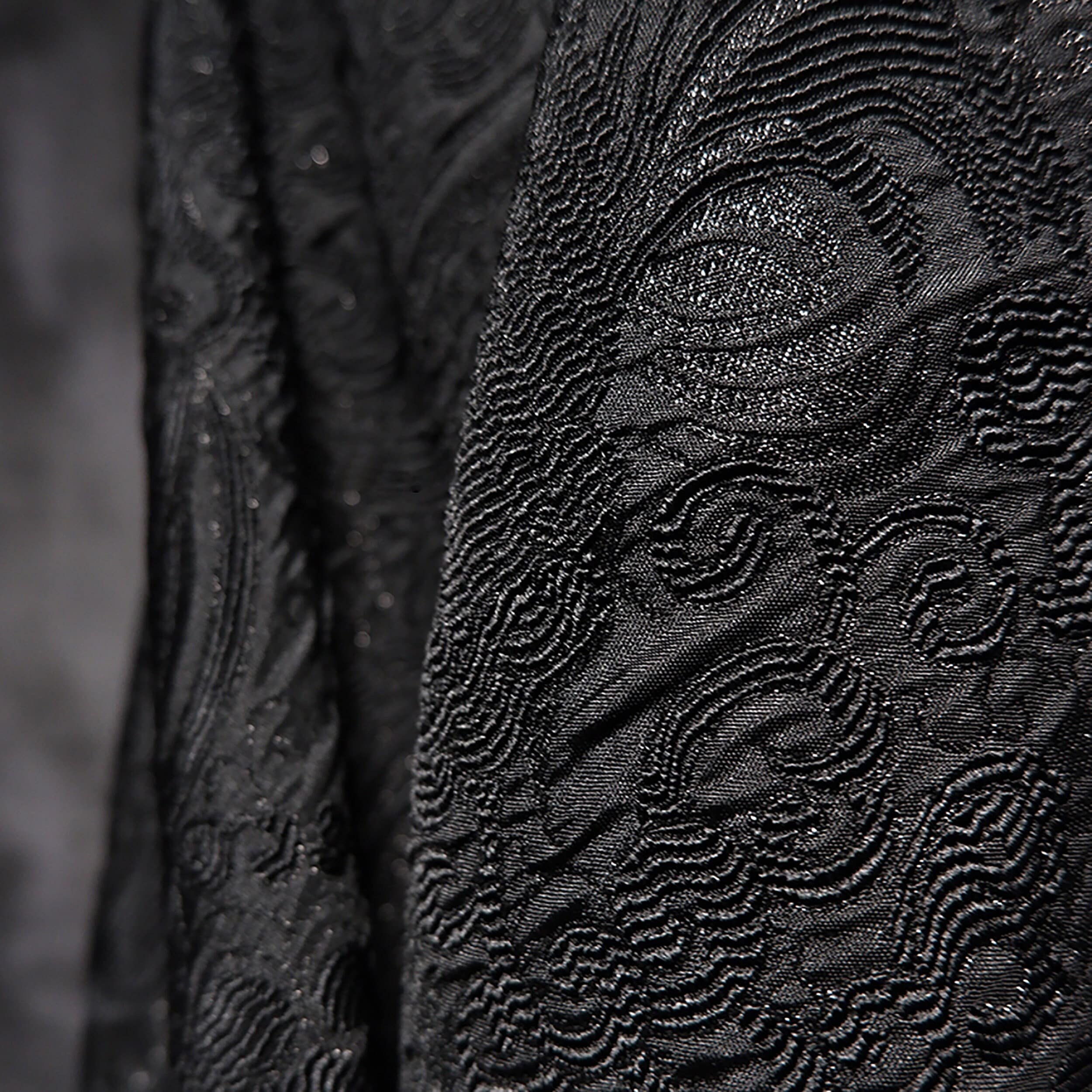 Black Jacquard Fabrics, Totem Flower Design Fabric, 3D