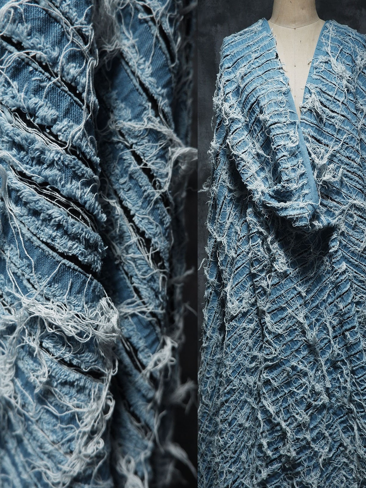 Creative 3D Raw Edge Fabric Blue Denim Fabric Tassel Fabric - Etsy