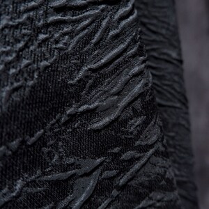 Black jacquard fabric, 3D reef relief fabric, Irregular Pattern Fabric, Dark textured fabric, Premium blend thick fabric, by the meter, D148 image 4