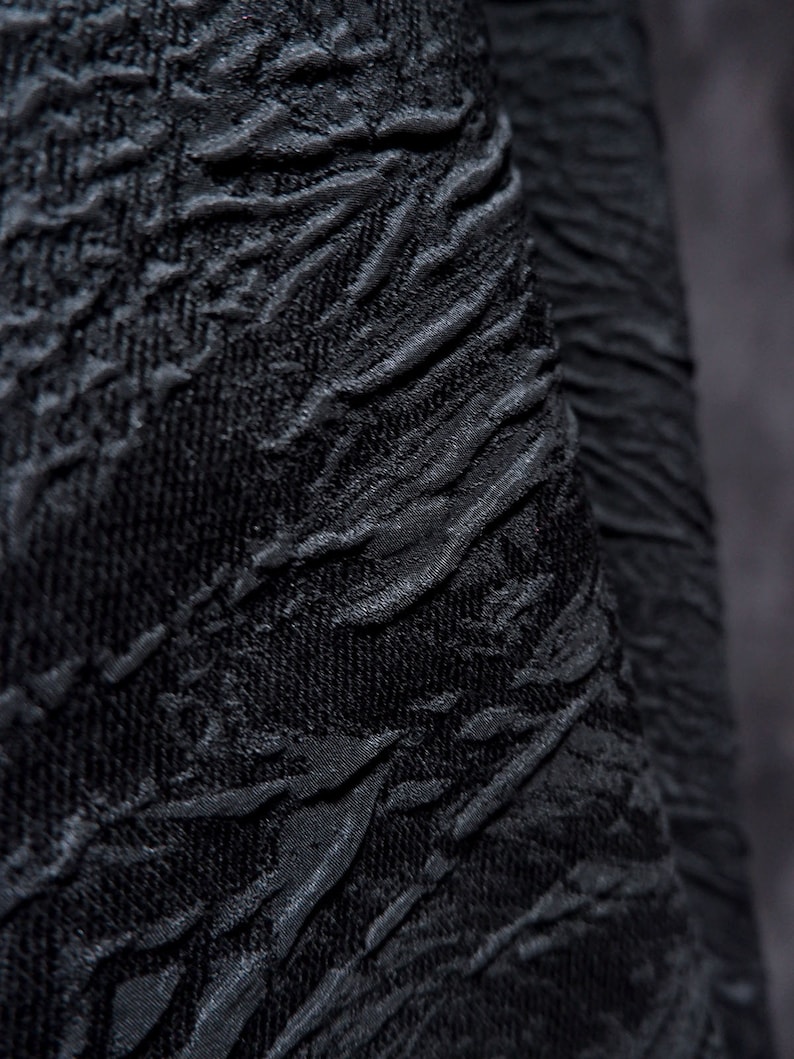 Black jacquard fabric, 3D reef relief fabric, Irregular Pattern Fabric, Dark textured fabric, Premium blend thick fabric, by the meter, D148 image 4