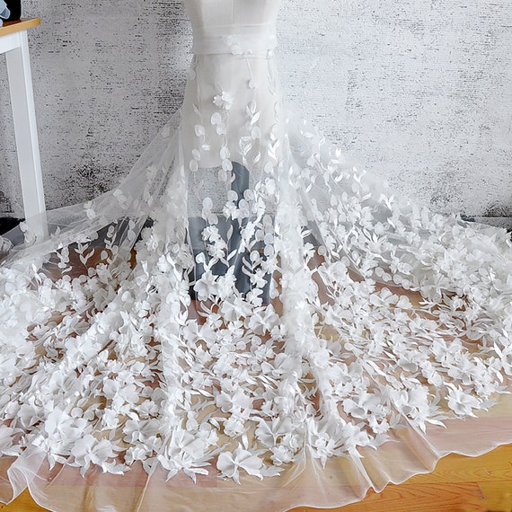 Cinta De Encaje Floral Retro Blanca - 3 Yardas X 230mm Ancho, Poliéster, Para Vestidos De Novia O Manualidades