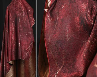 Roter Jacquard-Stoff, Cracked Texture Stoff, vergoldeter Jacquard-Stoff, Glanzstoff, Bekleidungsstoff, Polsterstoff, Meterware, D308