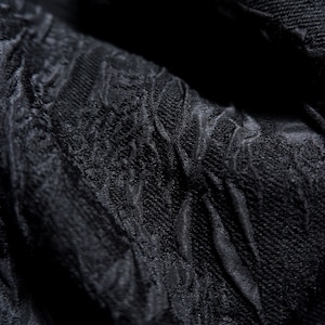 Black jacquard fabric, 3D reef relief fabric, Irregular Pattern Fabric, Dark textured fabric, Premium blend thick fabric, by the meter, D148 image 7