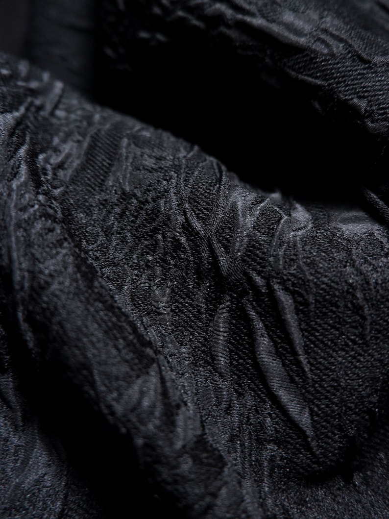 Black jacquard fabric, 3D reef relief fabric, Irregular Pattern Fabric, Dark textured fabric, Premium blend thick fabric, by the meter, D148 image 7
