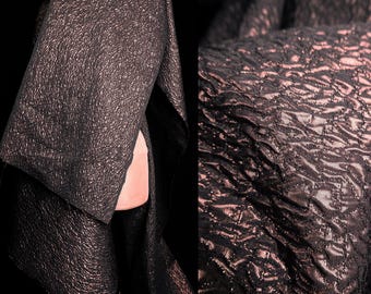 Dark Coffee Jacquard Fabric by the Yard, Non Stretch Metallic Textured Fabric for Jackets, Runway Shows and Stage Costumes, D199