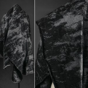 Black Jacquard Fabric, Tattered Denim Fabric, Shabby Fabric, Washed Denim Fabric, Smudged Denim Fabric, By The Yard, D521