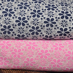 Peach pink Six petals flower lace fabric, Printed fabric, Floral tulle fabric, Wedding Decors fabric, Curtain mesh fabric, by the meter,C124