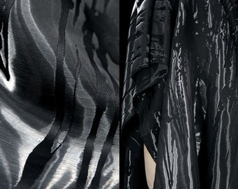 Black Striped Fabric, Liquid Metal Imitation Satin Fabric, Crystal Glitter Fabric, Glossy Fabric, Designer Fabric, By the meter, D61