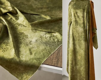 Green Fabric, Bamboo Pattern, Subtle Pattern Fabric, Double-Sided Fabric, Cracked Fabric, Printed Fabric, Textured Fabric, By The Meter,D563