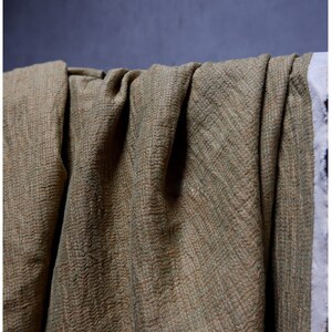 Khaki Cotton Linen Fabric Grass Green Thick Fold Fabric - Etsy