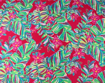 Silk Crepe de Chine fabric, Banana leaf design pure mulberry silk fabric, Coconut leaves pattern dress scarves fabrics, by the yard, B76