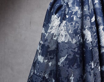 Washed denim fabric, Blue cotton fabric, Jacquard fabric, Texture fabric, Creative clothes, Japan jacket coat fabrics, by the yard, D47