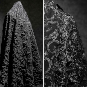 Schwarzer Kreis Stoff- Geprägter Jacquard Stoff- Kreativer Stoff- Designer Stoff- 3D Textur Relief Stoff- Meterware- D602
