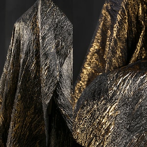 Black Gold Brocade Fabric,  3D Embossed fabric, Gilt jacquard fabric, Double-sided Jacquard Fabric , Suit dress fabric, by the meter, D263