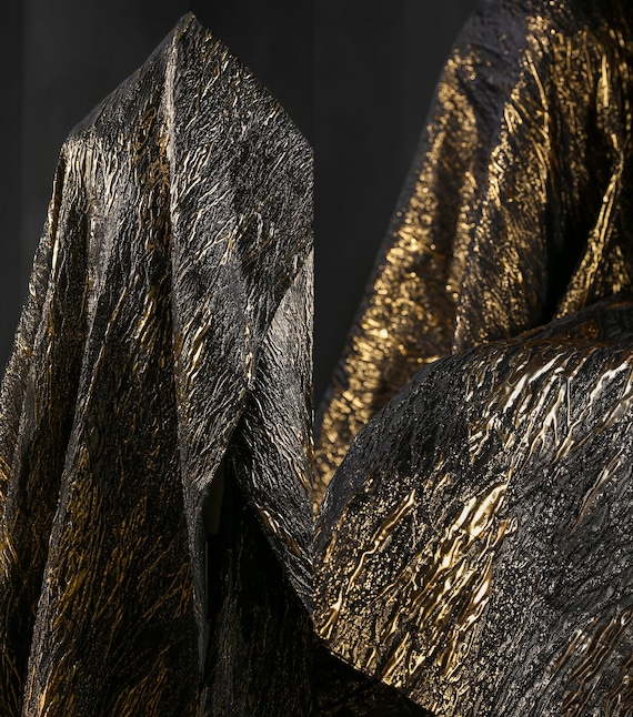 Black Gold Brocade Fabric, 3D Embossed Fabric, Gilt Jacquard Fabric, Double-sided Jacquard Fabric , Suit Dress Fabric, by the Meter, D263