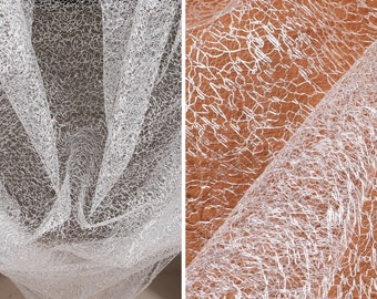 Tissu maille toile d'araignée blanche, Tissu maille creuse, Tissu design- au mètre- D535