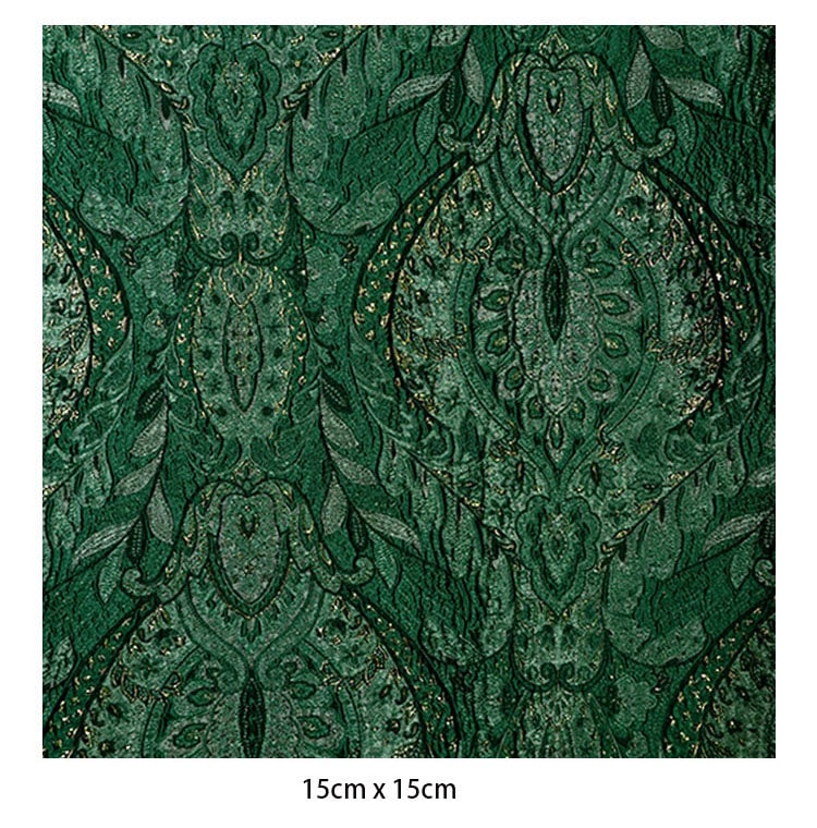 Image showcasing Luxury Green Fabric, Embossed Jacquard Fabric, Polyester Fabric, 55 ...