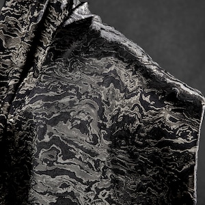 Black gold wavy fabric- Double-sided jacquard fabric- Golden wave jacquard fabric- Designer fabric- by the meter- D589