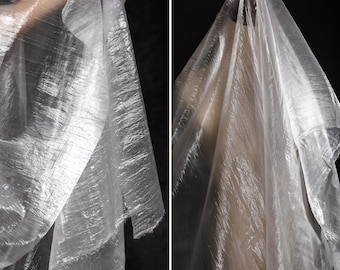 White nylon transparent crepe cloth- Special transparent yarn fabric- Creative Fabric- Designer Fabric- By the meter- D601-1