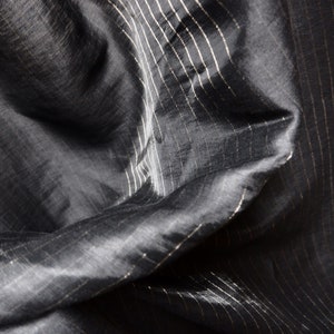 Softed Linen Fabric- Gorgeous fabric- Silver Stripe Fabric- Gingham Fabric- Black Linen Fabric- Silver Wire Fabric- by the Half Yard- D142