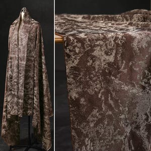 Dark Brown Jacquard Fabric, Silver Print Fabric, Abstract Texture fabric, Heavy fabric, Elegant fabric, Apparel Fabric, By The Meter, D505