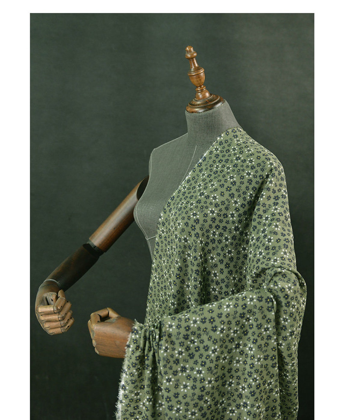 Pure mulberry silk fabric Dark green real silk fabric Flower Etsy