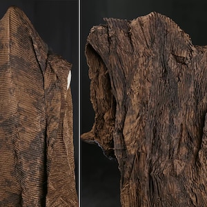 Coffee Brown Pleated Fabric, Satin Fabric With Irregular Texture, Splash-Ink Pattern fabric, Apparel Fabric, By The Meter, D302