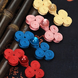 Red cloth butoons,orange knots bead chinese frogs buttons,jacket,fasteners closure,dress,Tang suit button,cheongsam,Five(5)Pairs,E15