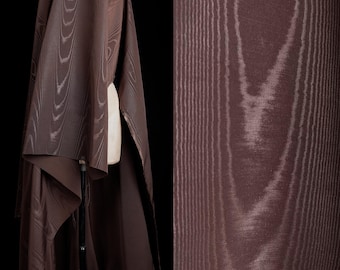 Dark Coffee Brown Moiré Jacquard Fabric, By The Meter, Embossed Wood Grain Textile for Upholstery & Home Decor, D193